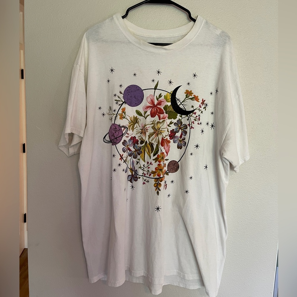 Urban Outfitters Oversized Floral Galaxy Graphic T-Shirt